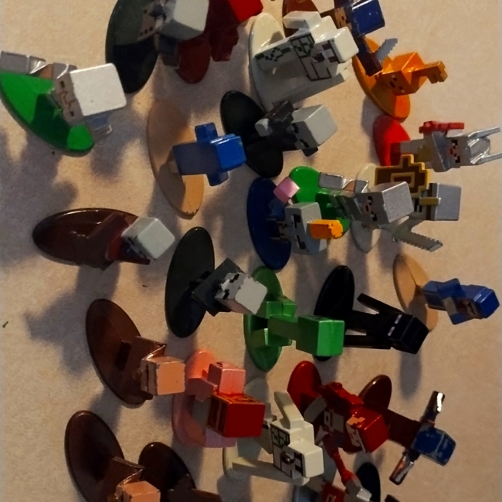 Minecraft metal figurines.